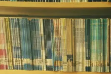 Magazines in a shelf. Photo