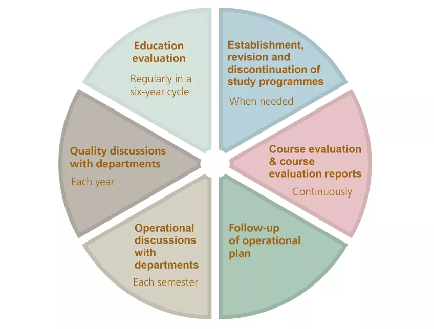 Model showing the six parts of the faculty quality assurance system