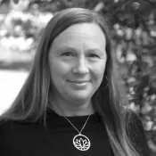 Black and white photo of Anna Melin.