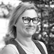 Black and white photo of Carina Olsson.