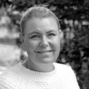 Black and white photo of Malin Wettemark.