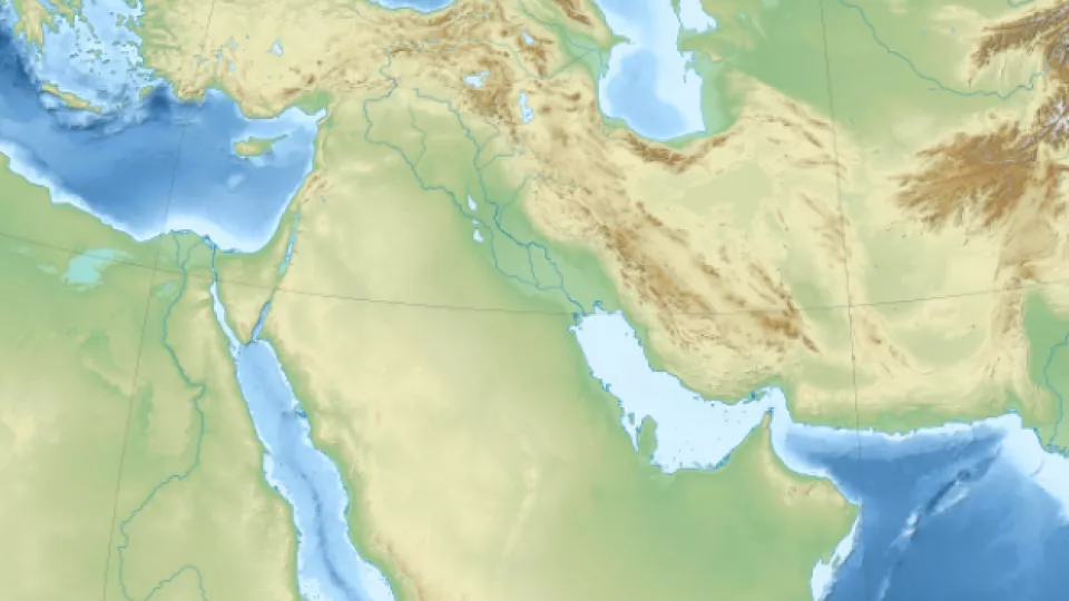 Karta över mellanöstern. Bild.