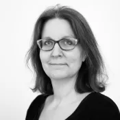 Svartvitt foto på Ellen Fall. Foto.